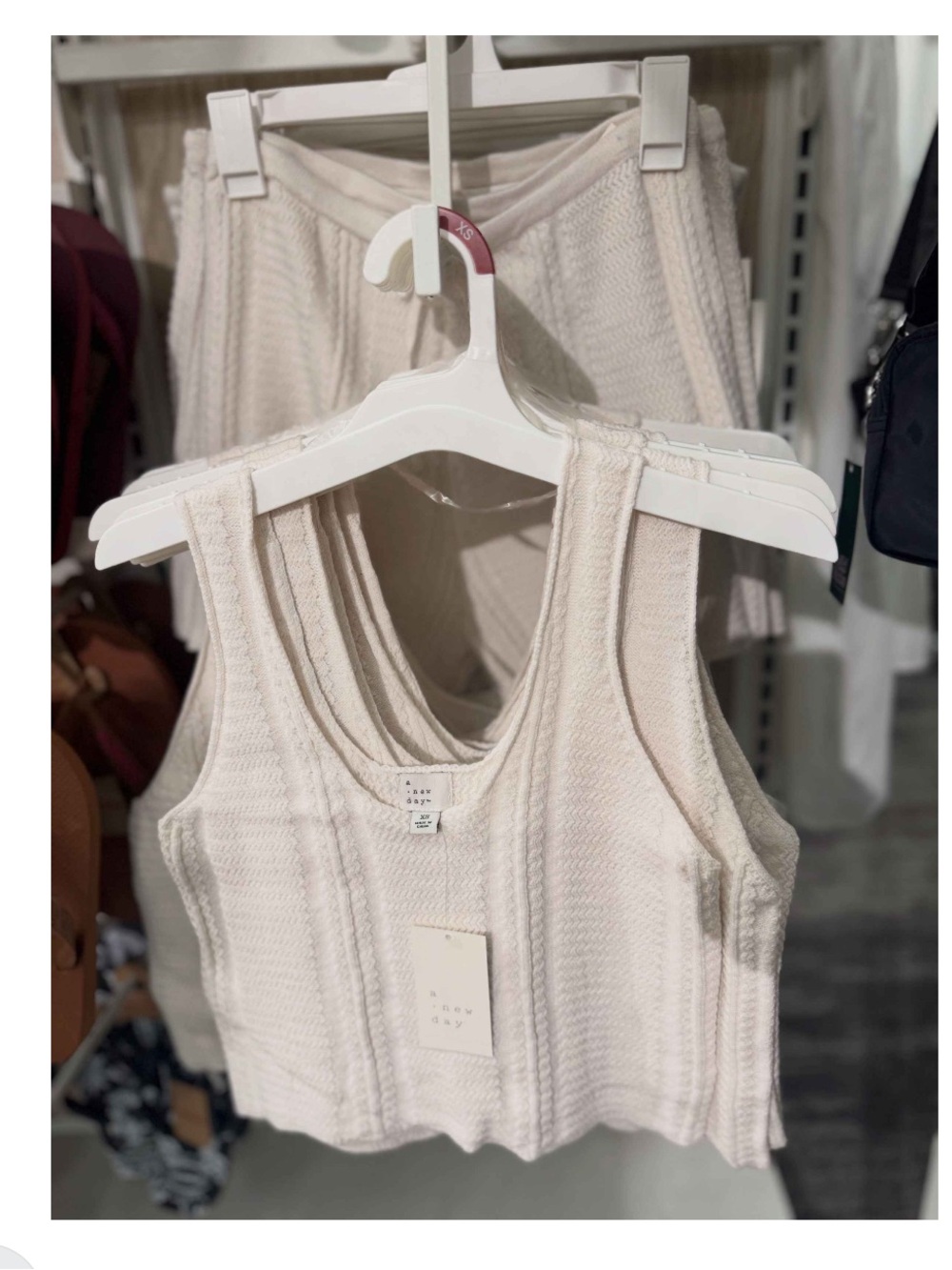 Two piece- Women's Crochet Like Sweater Tank Top & Shorts A New Day™ Cream S NWT - Picture 10 of 10